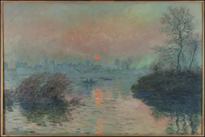 "Soleil couchant sur la Seine &agrave; Lavacourt, effet d'hiver" est un tableau peint, en 1880, par ...