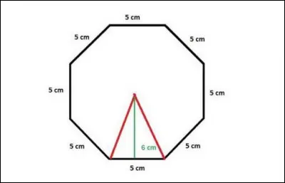 Le spectographe à images du télescope spatial Hubble est de forme octogonale. Considérant qu'il est composé de 8 petits triangles isocèles de base B et de hauteur h, quelle est l'aire du spectographe ?