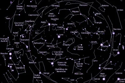 Les constellations comme vous les appelez ne sont que des étoiles ou planètes placées aléatoirement par mes soins. Vous avez de l'imagination, je dois dire. Je vous ai pas loupé de ce côté là !
D'ailleurs, de chez vous, vers quelle direction cardinale trouvez-vous la Grande Ourse ?
