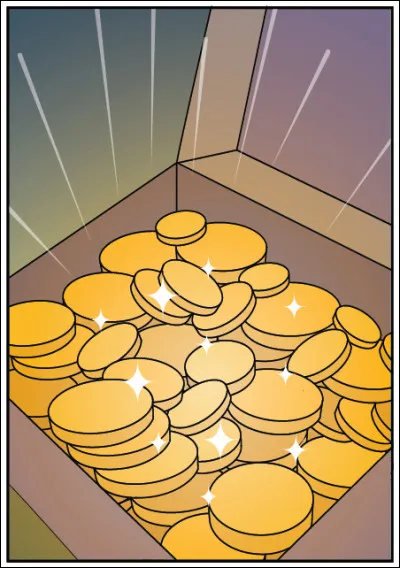 Que trouve la vieille dame du marché quand elle ouvre son coffre ?