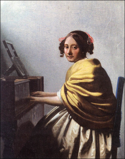 Quel peintre hollandais du XVIIe est l'auteur du tableau "Jeune femme assise au virginal" ?