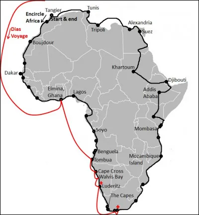 D'autres portugais se lanceront dans la navigation dont Bartolomeu Dias qui, en 1488, sera le premier à franchir un grand cap en Afrique. 
Quel est le nom de ce cap très connu par les navigateurs ?