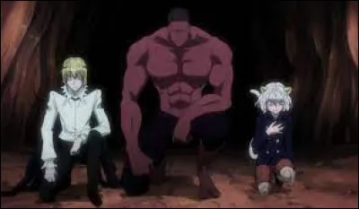 Quels sont les noms des trois gardes du corps de Méruem ?