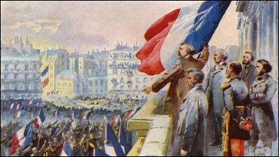 Après la défaite de Sedan et la capture de Napoléon III, la République est proclamée, à Paris, place de l'Hôtel de Ville, le ...