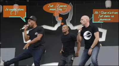 Historiquement l'un des premiers groupes de rap français, considéré aussi comme un des meilleurs. En prime, vous pouvez entendre le nom d'un des leaders (à droite, dans sa bulle !)