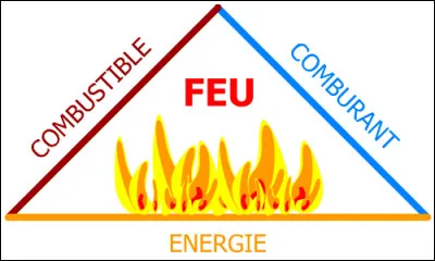 Connais-tu le principe du triangle de feu ? La combustion nécessite la présence simultanée d'un combustible, d'un comburant et d'une énergie d'activation. 
Qu'est le dioxygène ?