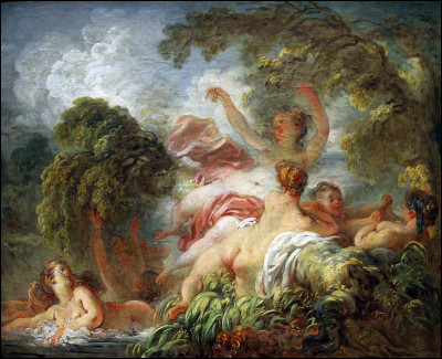 Quel peintre français du XVIIIe a réalisé "Les Baigneuses" ?