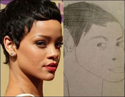 C'est la première fois que tu veux dessiner "Rihanna". Voilà, le résultat (image). Comment trouves-tu ton dessin ?
