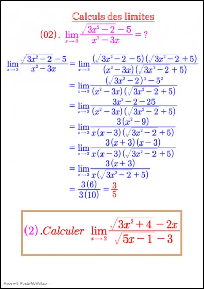 Donne la valeur de la limite. (2)