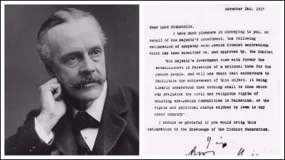 Que défend le gouvernement britannique à travers la déclaration Balfour datant du 2 novembre 1917 ?