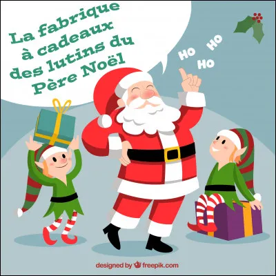 Enfin, voici le père Noël, qui félicite ses petits lutins, Alex et Julien, pour avoir fabriqué un jeu que tout le monde adore !