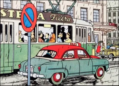 Quel est le modèle de ce taxi qui transporte Tintin et le capitaine ?