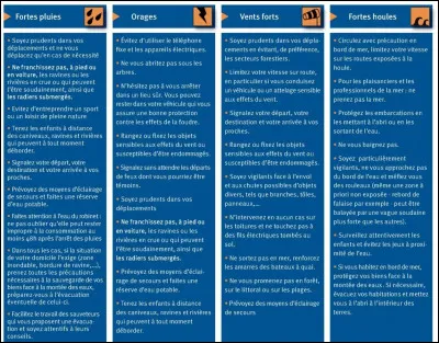 Parmi ces vigilances météorologiques, laquelle choisirais-tu ?