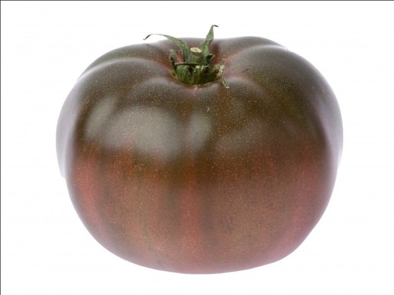 Quel est le nom de cette variété de tomate, fruit charnu à peau noire, à saveur douce et qui contient peu de pépins ?