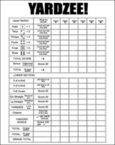 Maintenant, le Yahtzee (aussi appelé le Yams) : 
Que doit-on faire aux Yahtzee ?