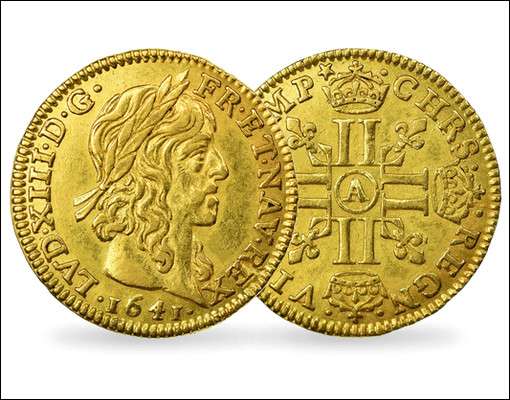 XVIIe siècle - Le louis d'or fait son apparition en 1640. Il est plus fort que la livre tournois, toujours en cours. Le louis équivaut à plus de 5 livres tournois, soit plus de 1300 deniers.Quel roi lui donna ainsi son nom ?