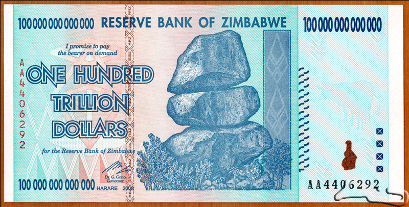 Au Zimbabwe, toujours, les prix ont été multipliés par 231 millions. Quelle était la valeur du billet de banque à la plus forte valeur faciale émis à ce moment-là ?