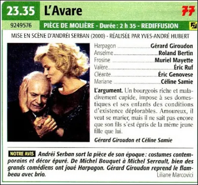 Dans "L'Avare" de Molière, comment s'appelle la fille d'Harpagon ?