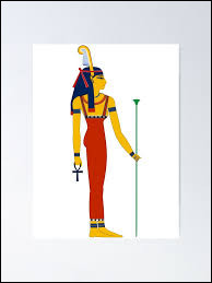 Quel est le nom de cette déesse égyptienne représentée par une tête de femme avec une plume ?