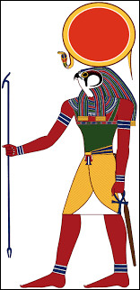 Comme se nomme ce dieu égyptien représenté par une tête de faucon coiffée d'un disque solaire ?