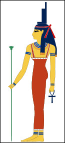 Quel est le nom de cette déesse égyptienne représentée par une femme portant un trône sur la tête ?