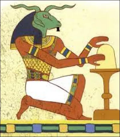 Comme se nomme ce dieu égyptien représenté avec une tête de bélier ?