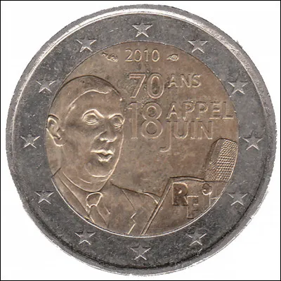 Cette pièce a été créée pour fêter les 70 ans de l'appel du 18 juin du général Charles de Gaulle. Trouvez l'année !