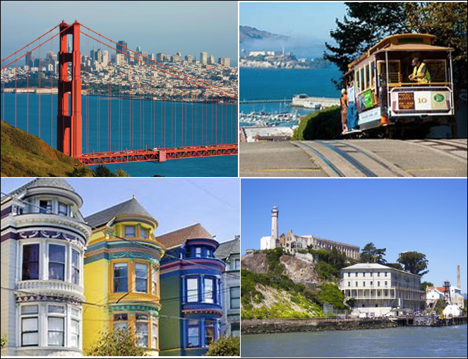 Quelle est cette ville de l'État de Californie, célèbre pour son pont du "Golden Gate", ses "Cable Cars" ses maisons victoriennes colorées et son ancienne prison d'Alcatraz ?