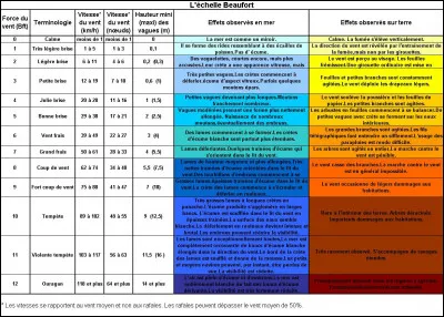 Pour s'aider, les marins se servent d'une échelle qui permet de savoir l'état de la mer en fonction de la vitesse du vent, elle se nomme...