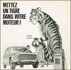 Quelle marque d'essence proposait dans les années 60 de mettre un animal sauvage pour faire rugir votre moteur ?