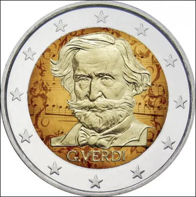 Une pièce de monnaie de 2 euros italienne commémore le bicentenaire de la naissance du compositeur Giuseppe Verdi ; quelle est son année de naissance ?