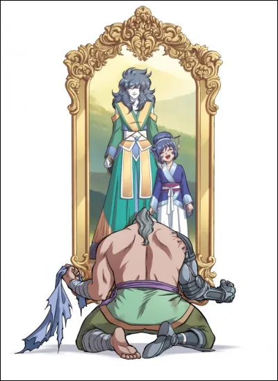 Qui est accroupi devant le tableau de Ténébris et la file ?