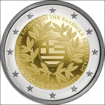 La pièce de 2 euros grecque commémore les 200 ans de la révolution grecque ; quelle est la date de cet événement ?