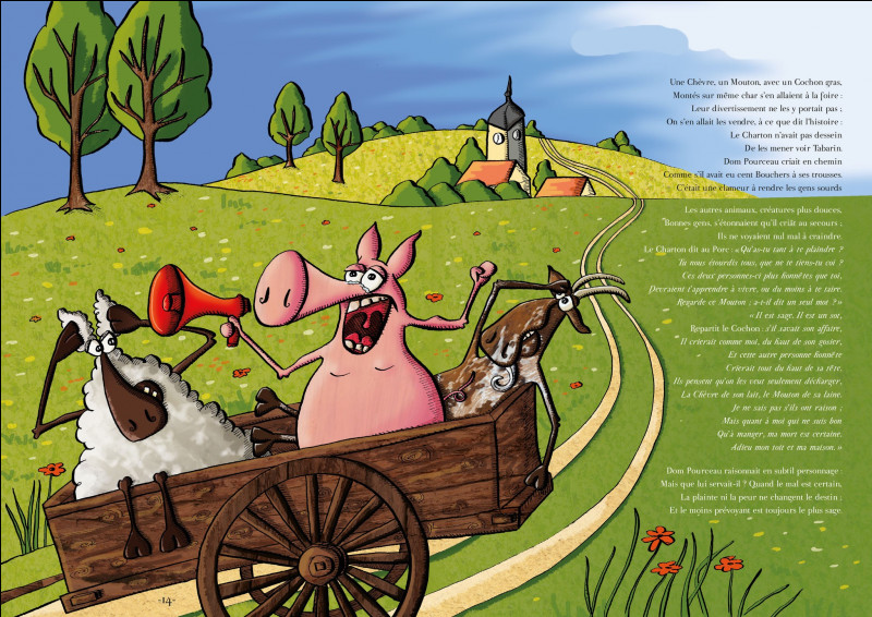 Dans une fable de La Fontaine, avec qui "Le cochon" partage-t-il le titre ?