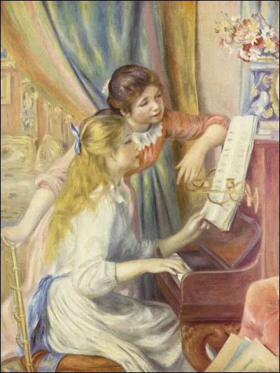 Art : Quel peintre a représenté deux jeunes filles assises au piano dans une maison bourgeoise dans la toile "Jeunes filles au piano" en 1892 ?