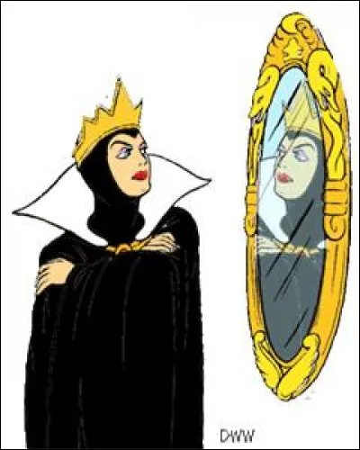 L'agneau partit voir Blanche-Neige, quand soudain sa belle-mère se regarda dans un miroir... et ... à s'écouter dire :