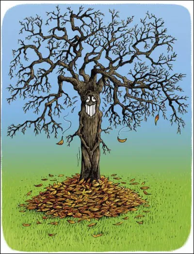 Ce paysage d'automne est triste, avec ces arbres...