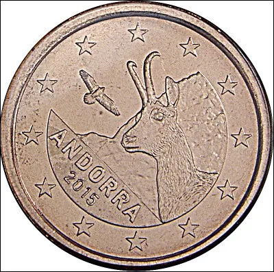 Quel animal est figuré sur les pièces de 1, 2 et 5 centimes d'euro en Andorre ?