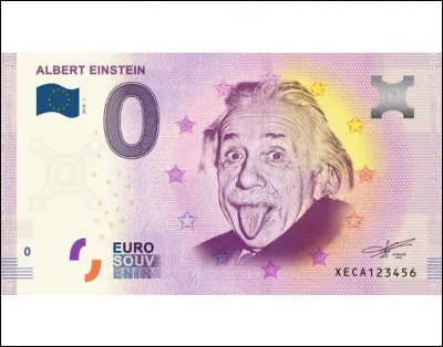 Le billet de 0 euro rend hommage à Albert Einstein. En 1921, il reçut le prix Nobel de...