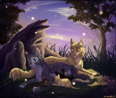 Finalement, la bataille remportée, et certaine de qui elle était et de quelle était sa destinée, Cur Cendré se tourna confiante vers l'avenir. Elle aida le Clan à se reconstruire, et soutint ses camarades au cours d'une grave inondation. Elle et Pelage de Lion étaient désormais si liés qu'ils eurent des petits. Comment se nommaient-ils ?