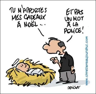 Un gamin corse écrit au petit Jésus : "Cher petit Jésus, pour Noël je voudrais un fusil d'assaut avec deux chargeurs, un Beretta, un bazooka..." Puis il réfléchit, déchire la lettre, fonce dans la chambre de sa mère, prend la statue de la sainte Vierge, l'enferme à double tour dans une mallette, monte la mallette au grenier, et recommence sa lettre qui débute par les mots :