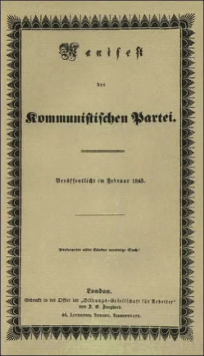 Quand fut publié "Le Manifeste du Parti communiste" de Karl Marx et Friedrich Engels ?