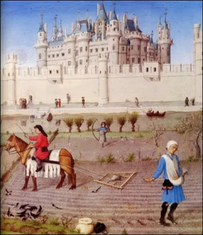 Quel est ce château en construction sur ce tableau du XIVe siècle des ''Très riches heures du duc de Berry'' ?