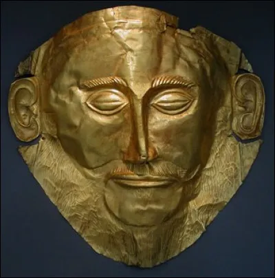 Quel est le nom de ce masque en or daté de 1550 av. J.-C. découvert par l'archéologue allemand Heinrich Schliemann en 1876 à Mycène ?