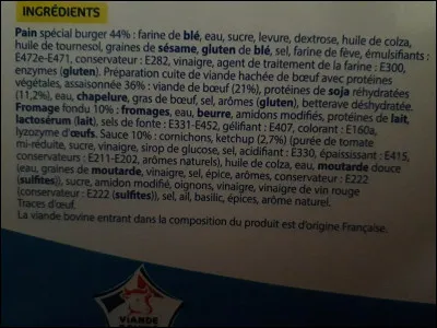 On attribue la note "Nova 3" au produit ayant cette liste d'ingrédients.