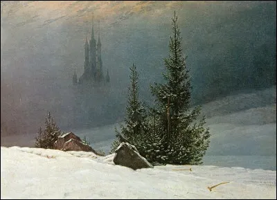 À quel peintre romantique du XIXe doit-on l'oeuvre "Paysage de neige avec église" ?