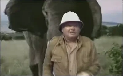 Dans la sketch de la jungle, après avoir été "attaqué" par diverses bêtes sauvages (en peluche...), comment fait-il pour ne pas se faire rattraper par l'éléphant qui lui court après ?