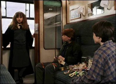 Pourquoi Hermione vient-elle voir Harry et Ron dans le train ?