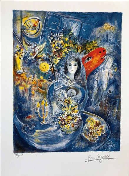 Chagall adorait sa femme, mais l'a très peu représentée, la voici sur ce tableau, quel est son prénom ?