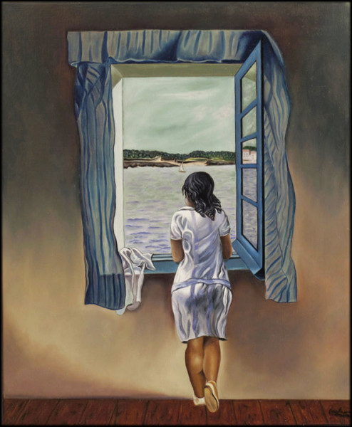 Qui Salvador Dali a-t-il peinte, de dos, à la fenêtre ?